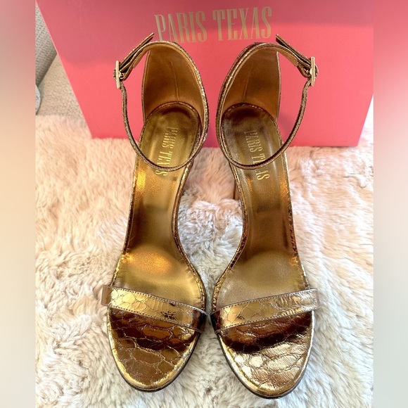 Paris Texas Metallic Printed Python Stiletto Sandal - Picture 2 of 5